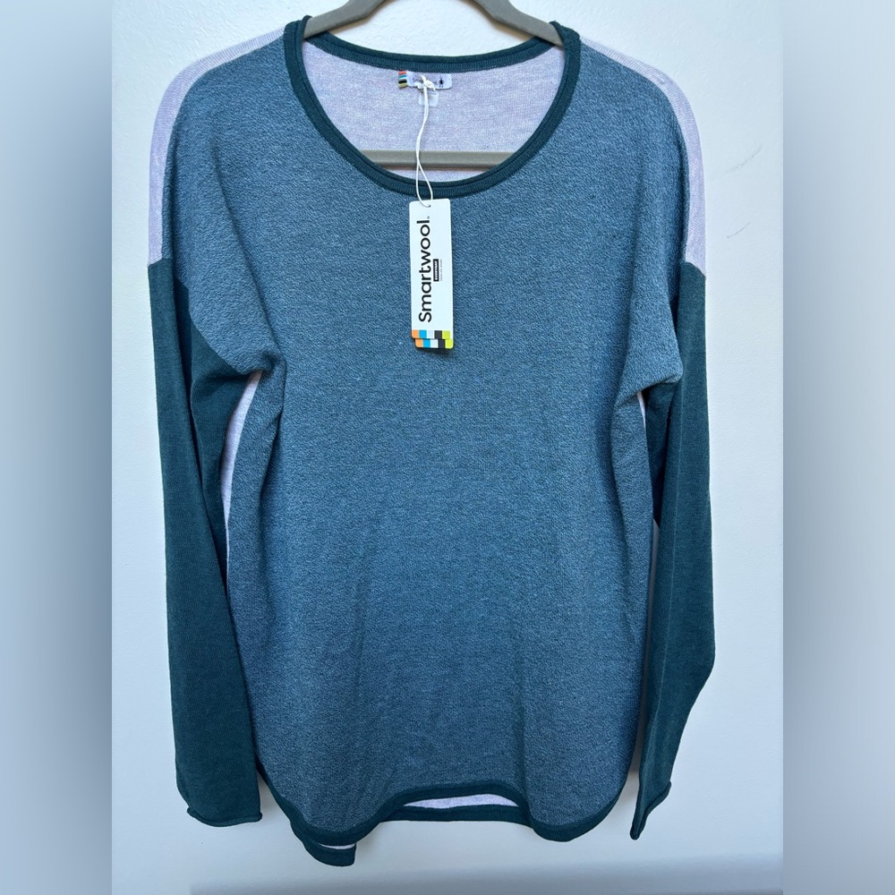 NWT- Smartwool women’s blue color-blocked long sleeve top fall winter cozy warm